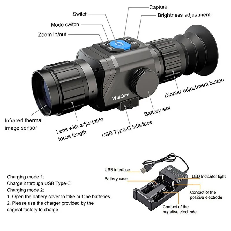 1600m Thermal Hunting Monocula - Thermal Scope Night Vision Monocular ulasan dan harga